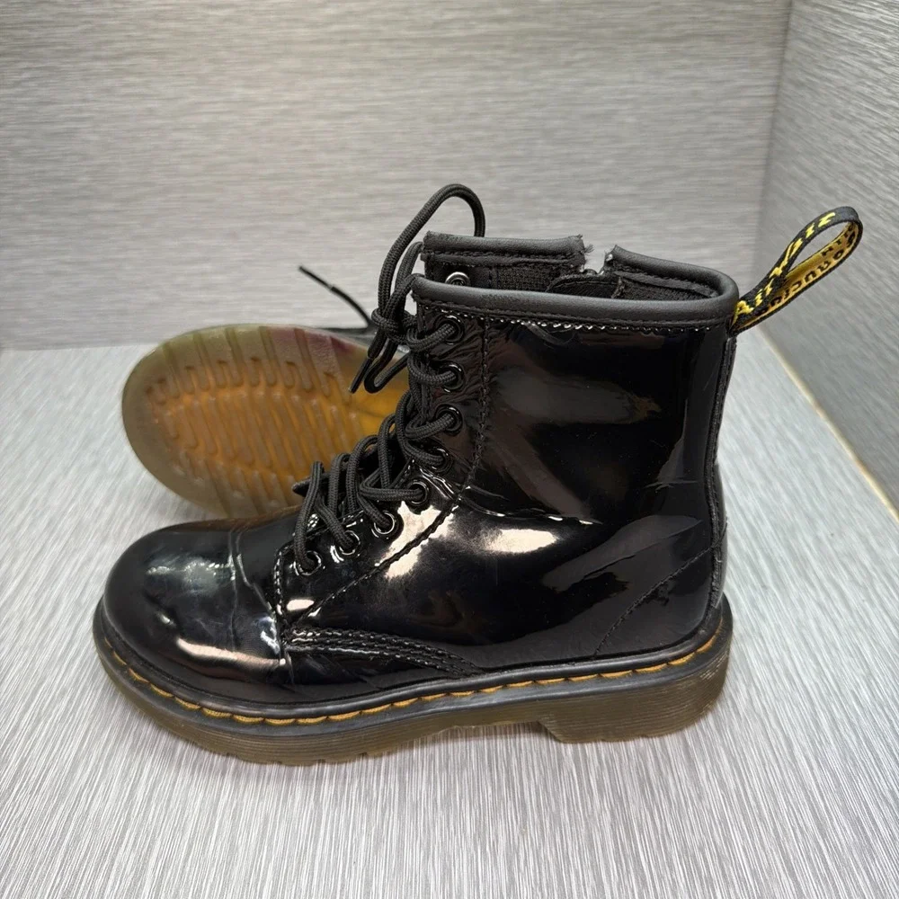 Dr Martens 1460 Youth‎ Boots Black Patent Lace Up Size 13